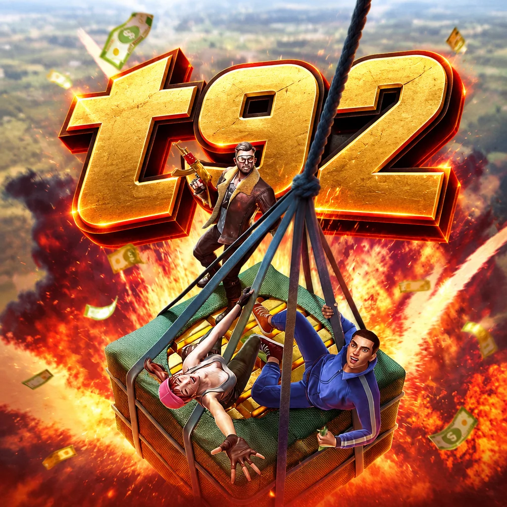 Visual permainan Battleground di t92 dengan nuansa aksi medan tempur.